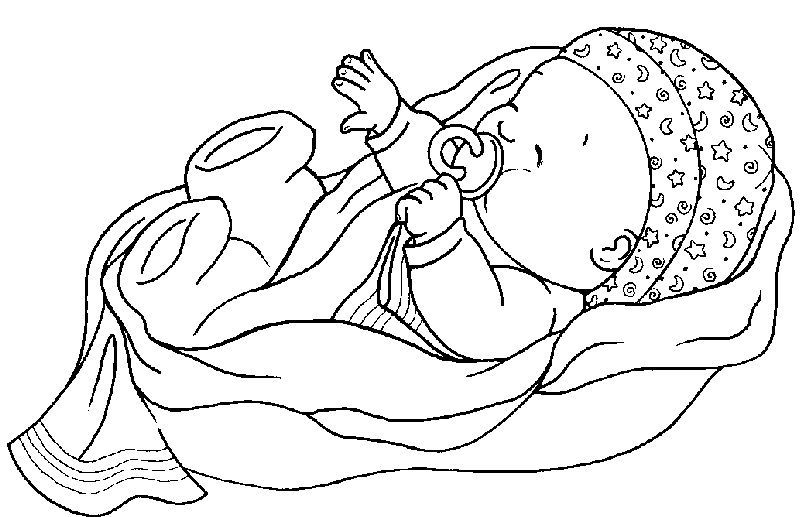 bebes para colorear 10 en la cuna